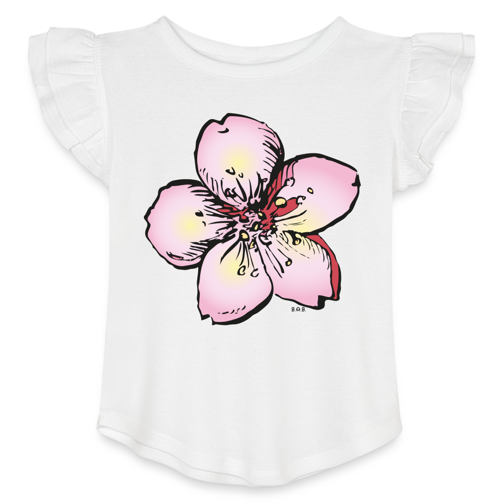 Beautiful Toddler Girls Flutter T-shirt - white