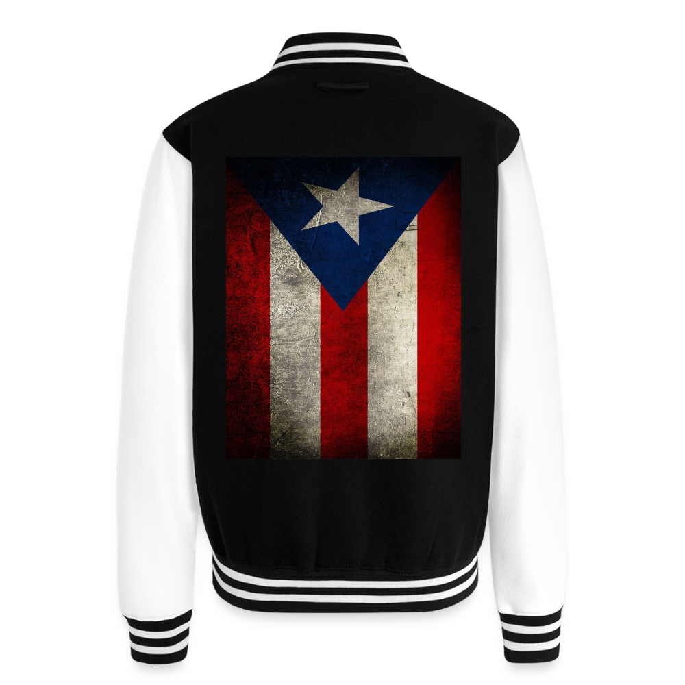 Boricua Sauce Just Hoods Heavyweight Letterman Jacket - black/white