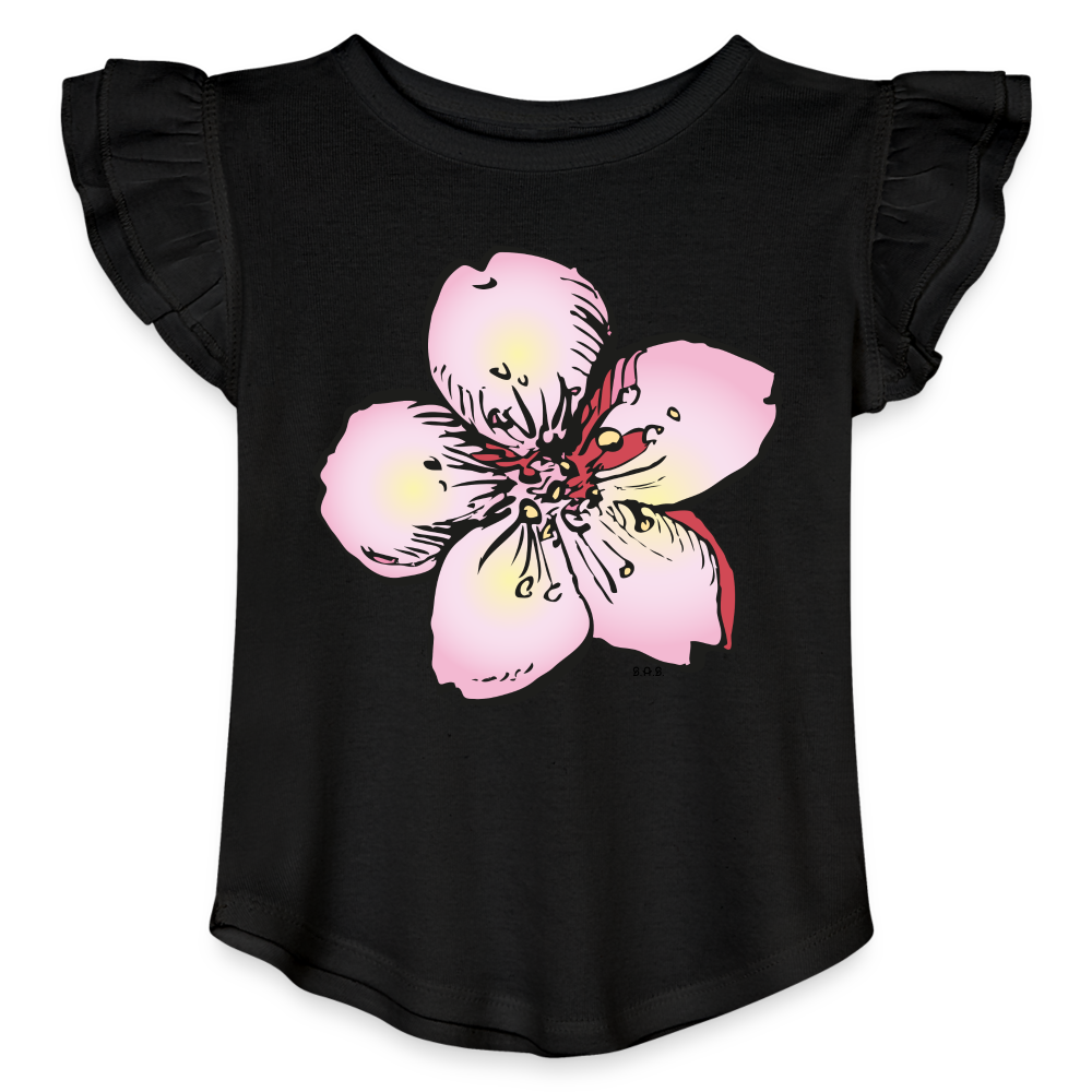 Beautiful Toddler Girls Flutter T-shirt - black