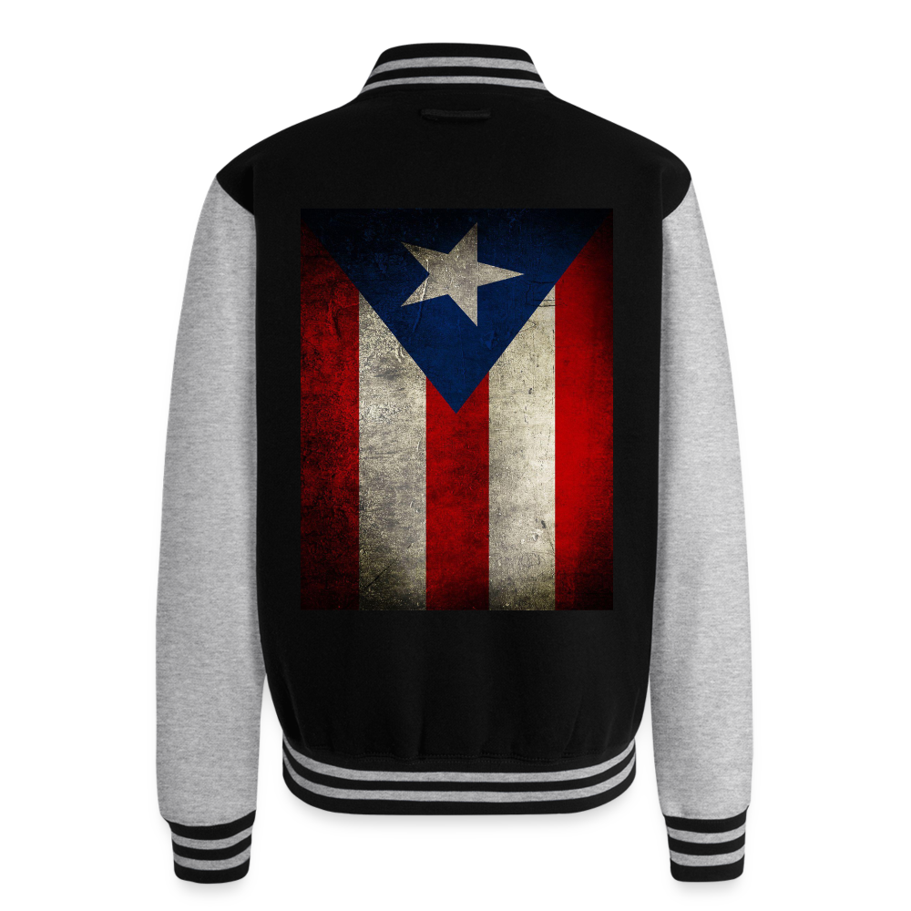 Boricua Sauce Just Hoods Heavyweight Letterman Jacket - black/heather grey